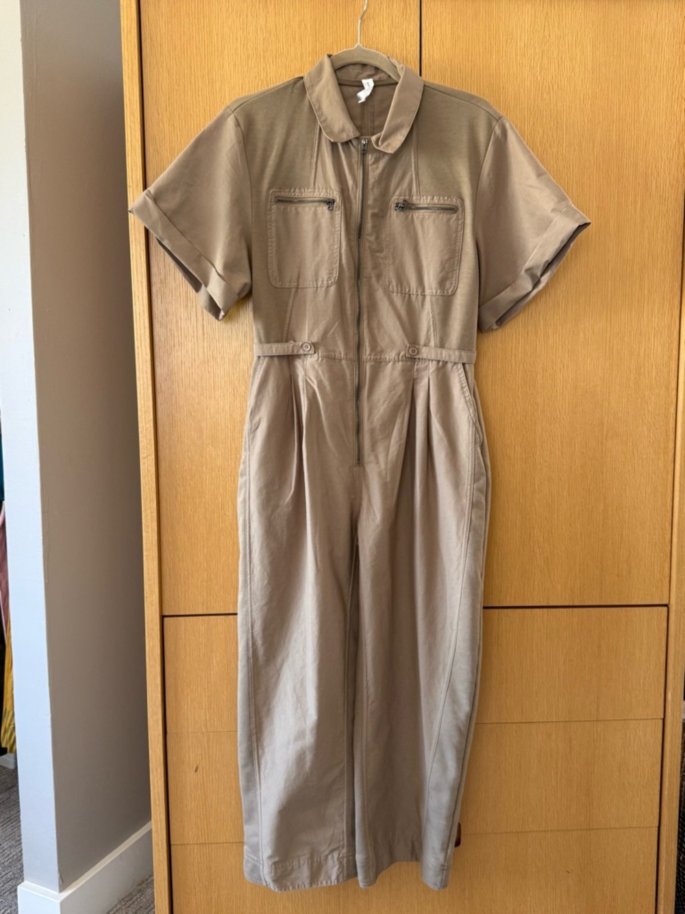 Taupe Short-Sleeve Utility Jumpsuit - Picture 5 of 5